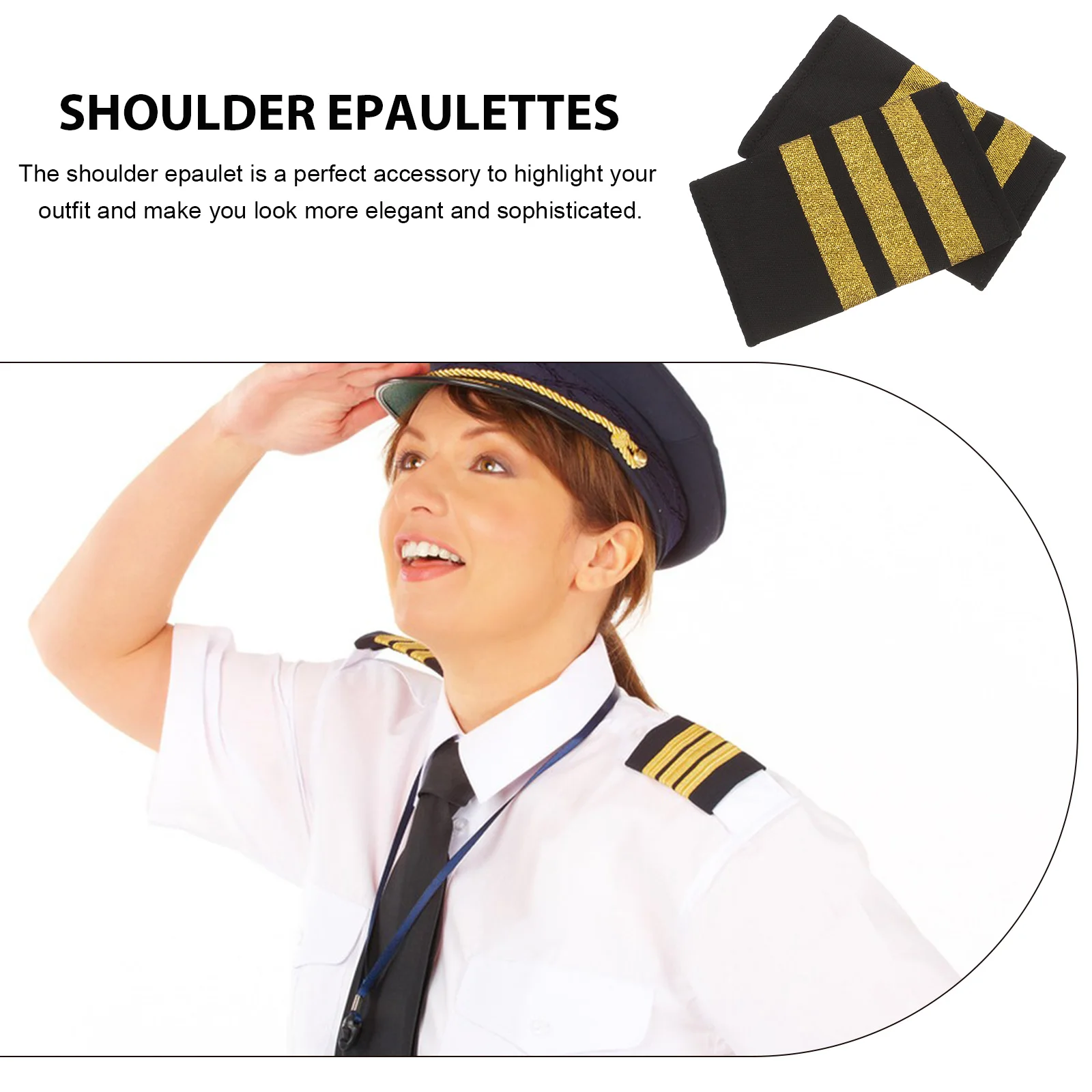 

Golden Shoulder Epaulettes 3 Bars Captain Pilot Uniform Badges Men Epaulets Webbing Material Long Lasting Labor Protection