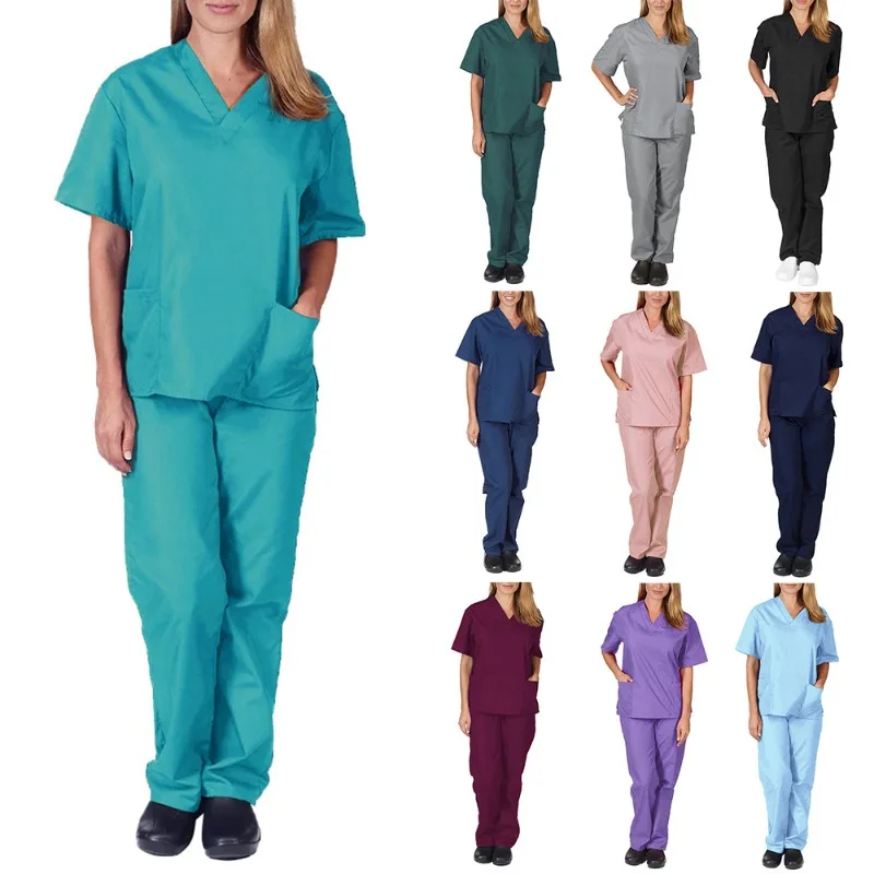 

New Models Neutral Thin Hand Wash Clothes for Male Doctors Surgical Gowns for Female Nurses Elastic V-neck Work Suit Set