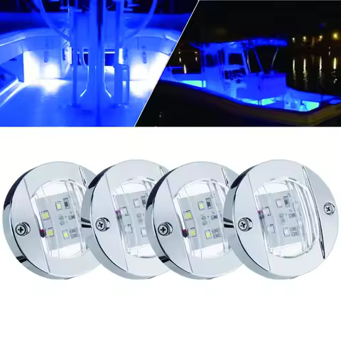 4x 12V Marine Stern Circular 6W LED Taillights Navigation Lights, Deck Lights, Marine LED Lights, Onboard Lights, Yacht Lights