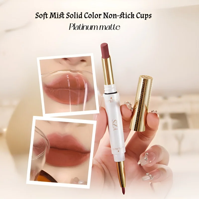 Il rossetto a doppia testa non è facile da sbiadire delinea la nebbia morbida e chiude il rossetto a tubo sottile senza macchiare la tazza