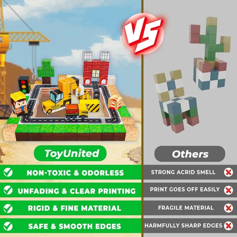 Kids Mini Magnetic Building Blocks Set with Road And Car STEM Educational Toys Boy Girls Christmas  Sensory Travel Gifts