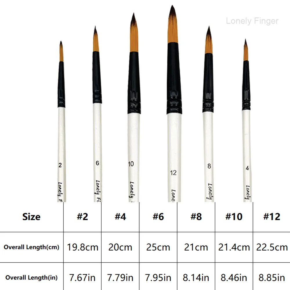 مجموعة 6 قطع من فرش الطلاء الفنية، فرش صناعية مستديرة للألوان المائية والأكريليك والغواش والرسم الزيتي والحرف اليدوية - جودة احترافية