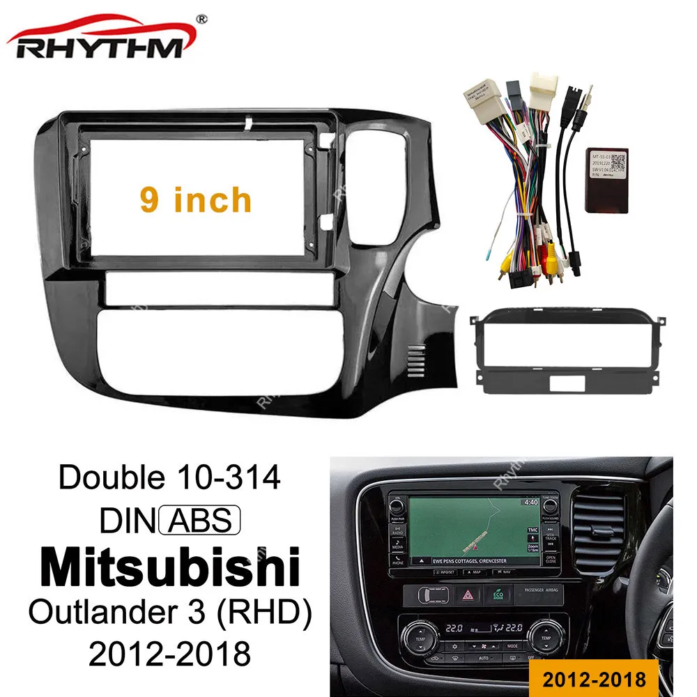 

2din Car Fascia For Mitsubishi Outlander 2017 2018 2019 RHD Stereo 9" Double Din Car Frame Install Panel Dash Mount Installation