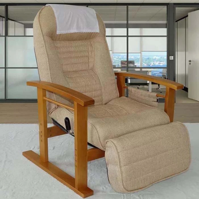 Multifunctional Lazy High-legged Elderly Sofa Chair Single Comfortable Home Backrest Folding Nap Recliner Solid Wood Armrest