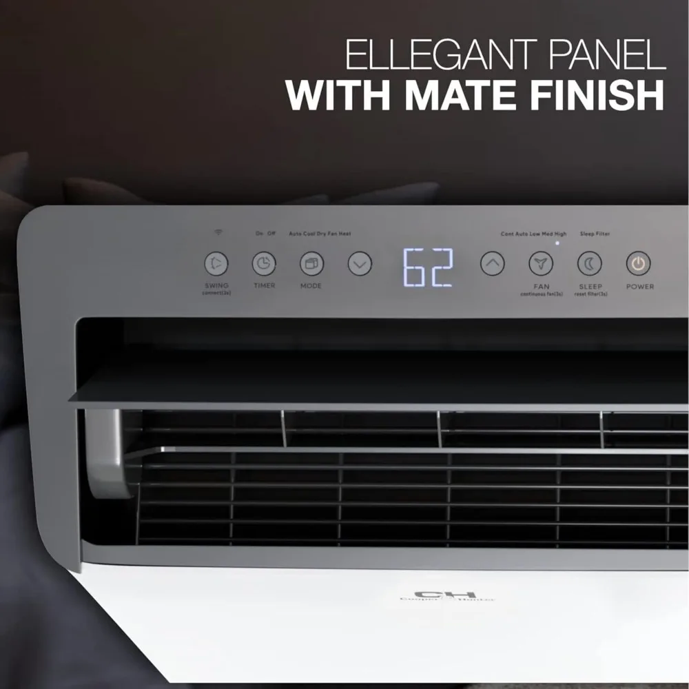 كوبر آند هونتر 14,000 وحدة حرارية بريطانية (12,000 وحدة حرارية بريطانية SACC) مكيف هواء محمول عاكس مع مضخة حرارية مع خرطوم مزدوج، - عرض ساخن