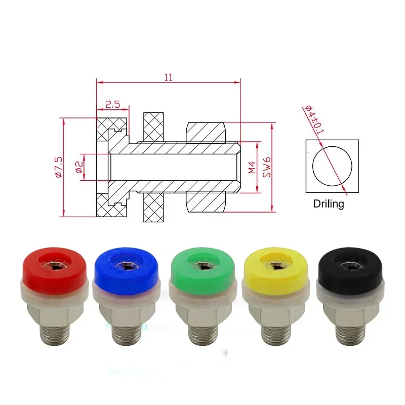 10/50Pcs 5-Color Banana Wiring Socket Audio Connector 2mm Banana Socket Binding Post Terminal with Screw Nut Thread