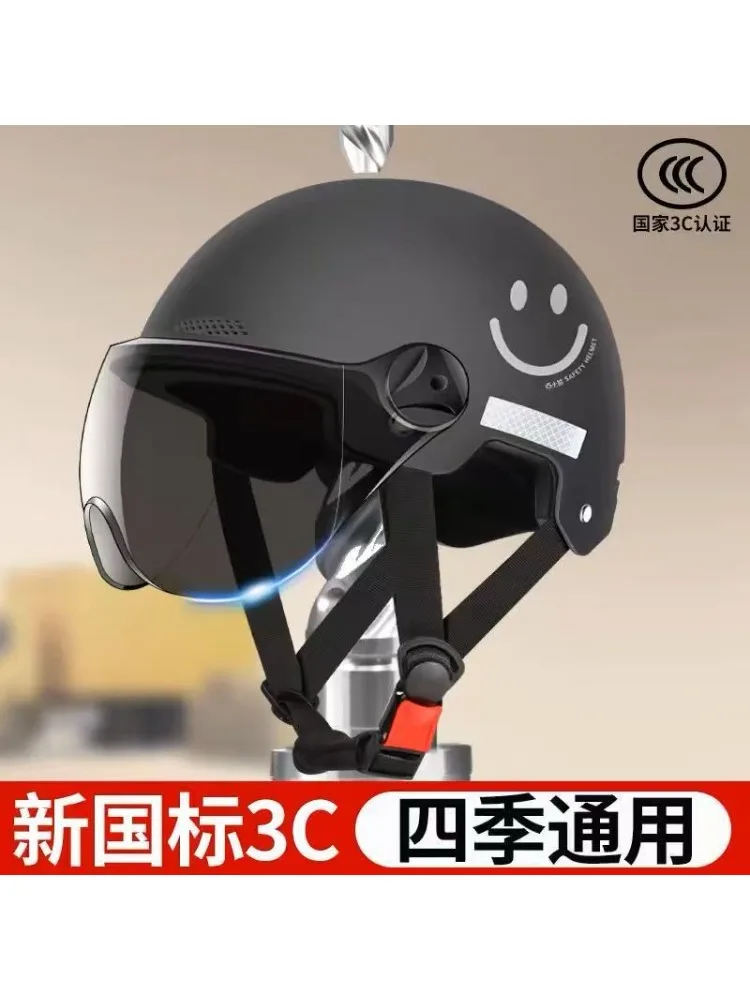 AliExpress NONE Bicycle Safety Helmet 3C Certified Men's and Women's Adult Children Cartoon Electric Bicycle Motorcycle Half Helmet with Goggles