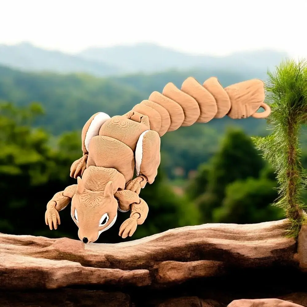 Giunti mobili Modello di scoiattolo Giocattoli Artigianato realistico Stampato in 3D Statuetta di scoiattolo Diceratops Cartoon