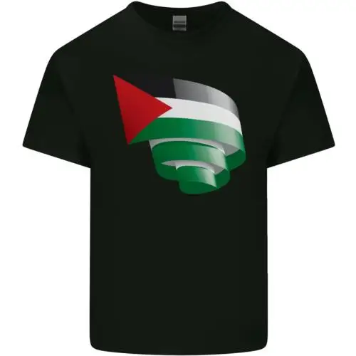 Curled Palestine Flag Palestinian Day Football Mens Cotton T-Shirt Tee Top