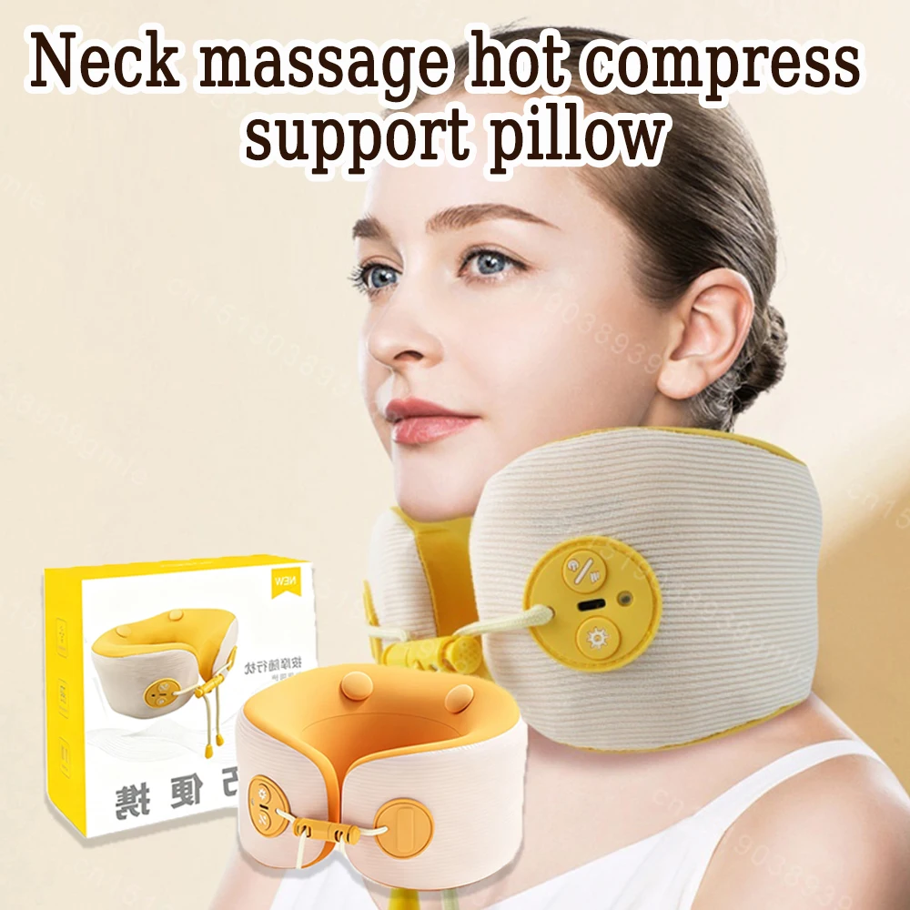 

Электрическая массажная подушка U-образная пена с эффектом памяти, поддержка шеи для путешествий, U-образная подушка, подушка для шеи в самолете, с подогревом, облегчение боли ﻿