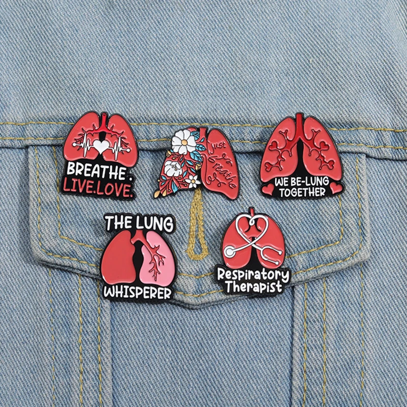 Iung Organ Enamel Pins Custom BREATHE LIVE LOVE Brooches Lapel Badges WE BE LUNG TOGETHER Jewelry Gift for Friends