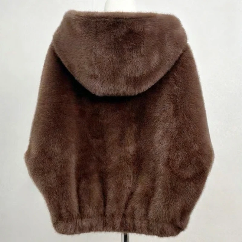 Koreanische Sle ort Sve Faux Pelz Weste frauen Mantel Hut oulder Verbindung Warme Polyester Faser Stand Version Winter Jaet