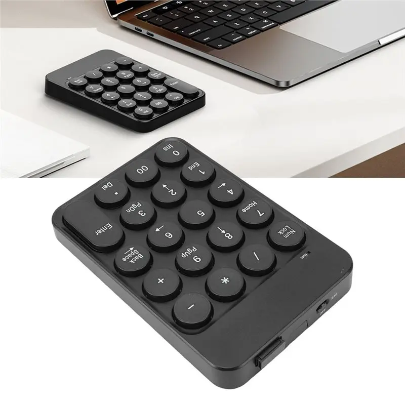 【Price Drop !!】Mini Numeric Keypad Round Keycaps With Battery 2.4G Wireless & BT Portable Financial Accounting Numpad Number Key
