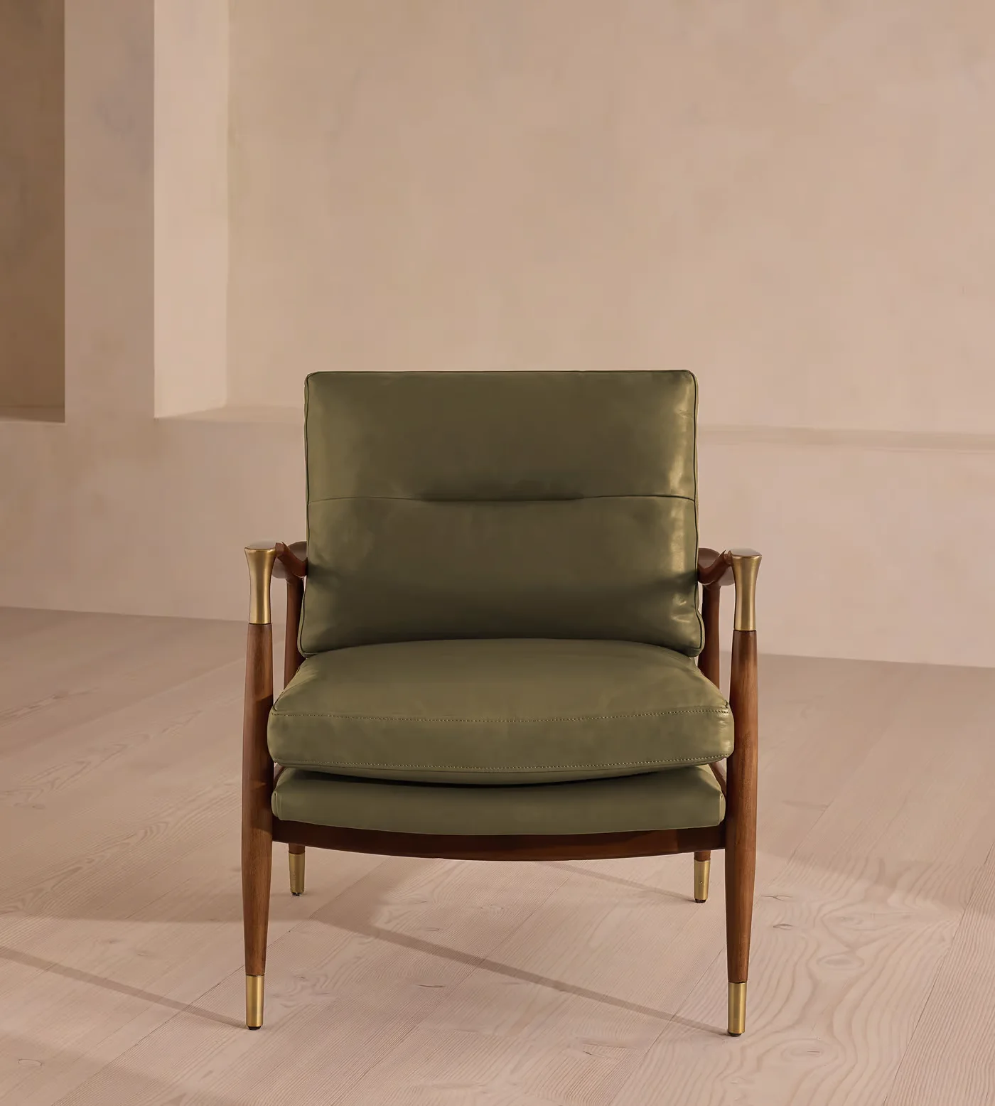 Simple Style Solid Wood Armrests Leather Seats Living Room Chairs Lounge Chairs Sofa Chairs