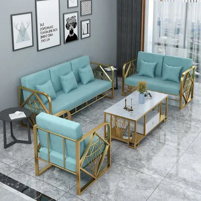 dd-Nordic Modern Shop Wrought Iron Sofa Studio Sofa Chair Combination Set