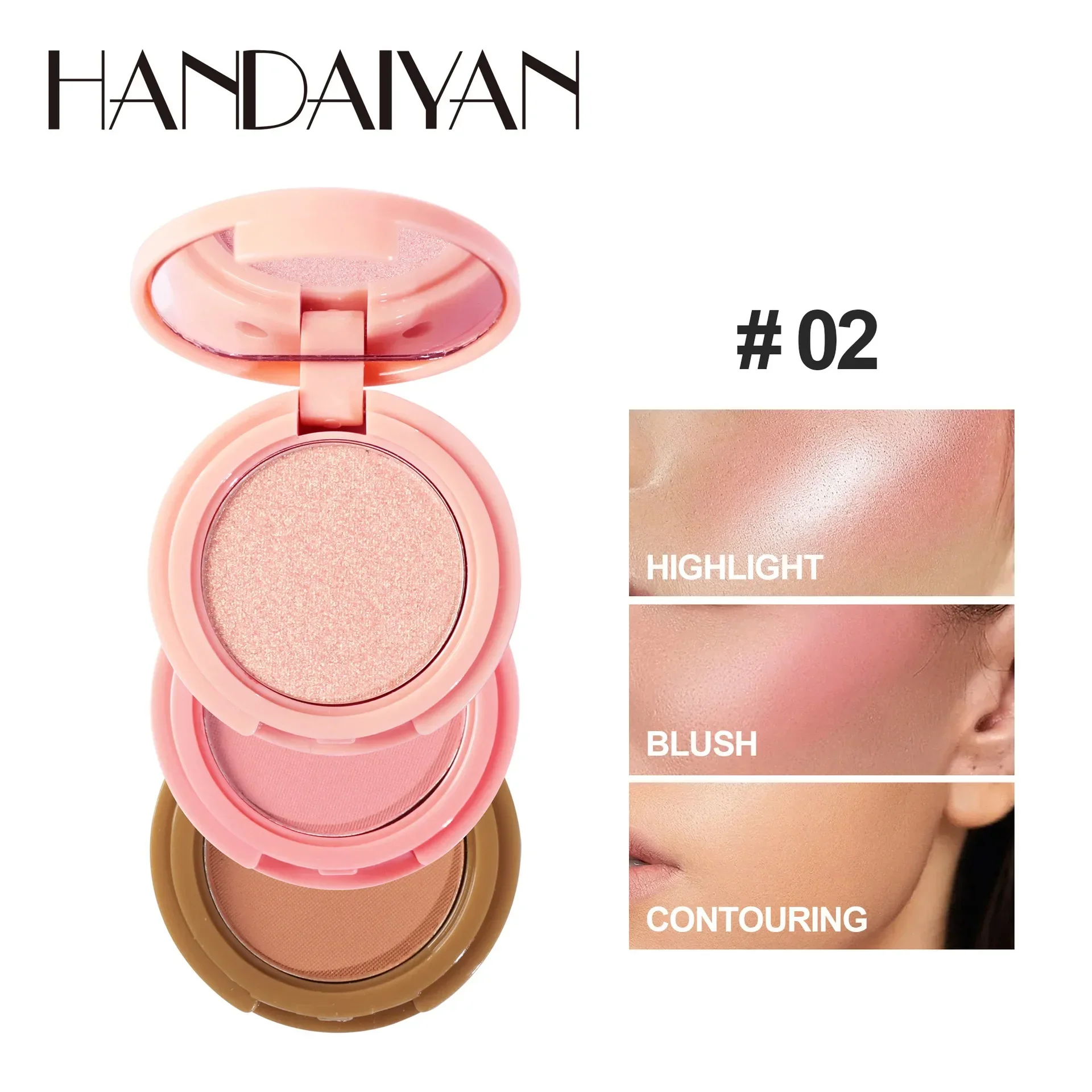 Heallor 3-In-1 Gezicht Bronzer Markeerstift Make-Up Palet Matte Parelmoer Blush Contouren Schaduw Fleuren Drielaagse All-In-One Op