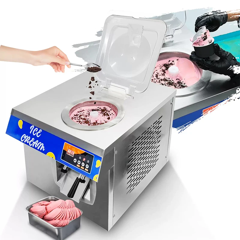 New Commercial Automatic Countertop Ice Cream Machine, 24 L/H Hard-Serve Ice Cream Mixer, 6 L Mixing Bowl, Stainless(Customized)