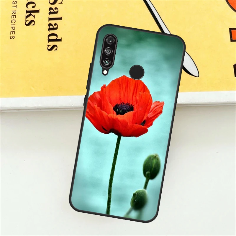 Red Corn Poppy Flower For Huawei Nova 3i 7i 8i 11i Y60 Y70 Y90 Y61 Y91 Nova 11 9 10 SE P30 Pro P20 P40 Lite Case