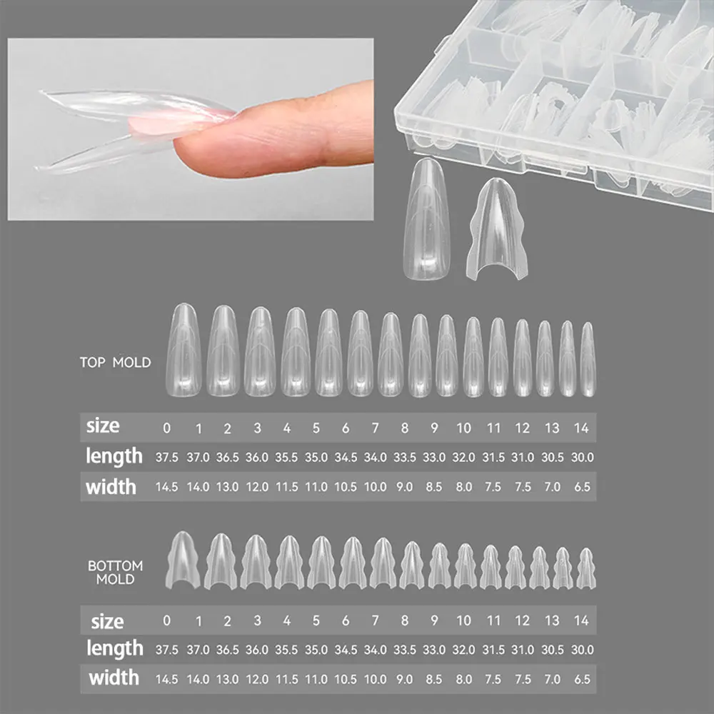 180 قطعة أظافر ساندويتش الأصلية شكل مزدوج أظافر مستديرة اللوز أشكال 12 حجم علوي وسفلي قالب أظافر لبناء وصلات أظافر هلامية #6