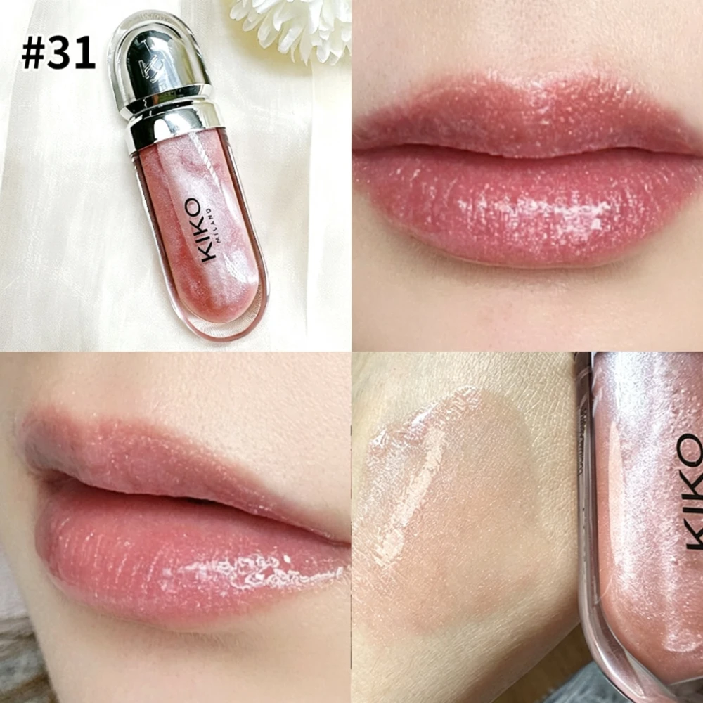 NEW Kiko Milano 3D Hydra Lip Gloss 17 Pearly Mauve Plumping Glass Effect Non Sticky Long Lasting Shine Lip Makeup Not Dry
