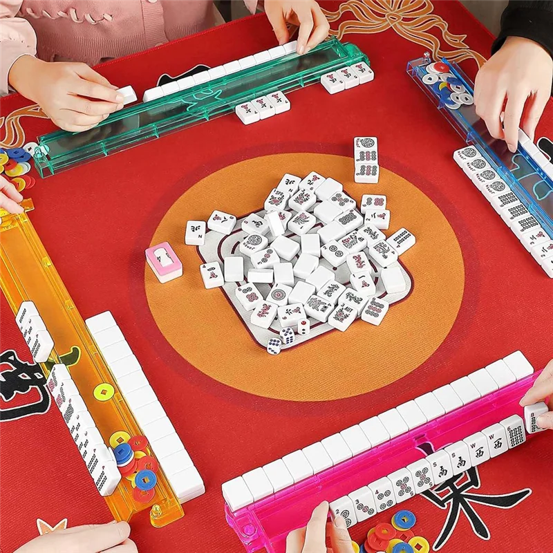 A13E-Home Mahjong-Ständer Mahjong-Ständer mit Schubstange, perfekt für Familientreffen, Game Night oder Partys.