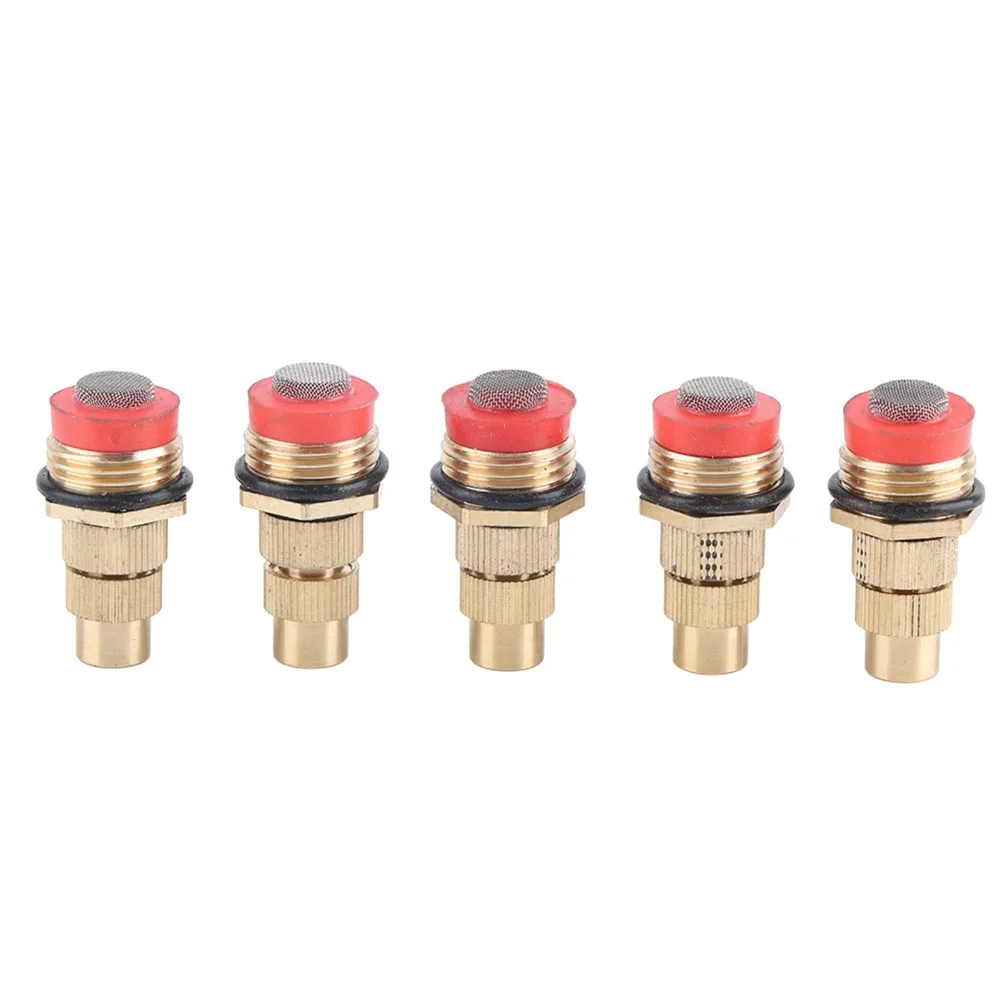 5PCS G1/2 Inch Male Thread Garden Irrigation Sprinkler Gold Fine Mist Adjustable Watering Spray Brass Misting Spray Nozzle