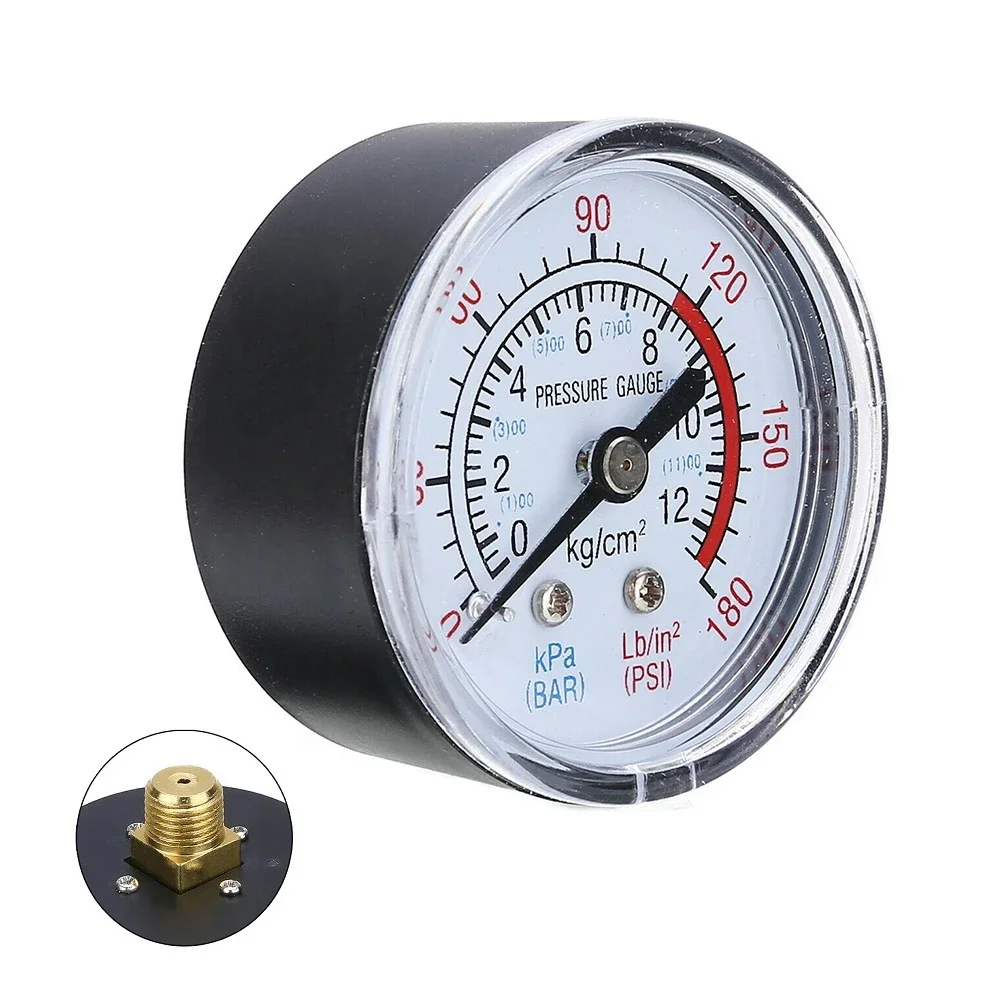 Air Compressor Pneumatic Hydraulic Fluid Pressure Gauge 0-12Bar / 0-180PSI With A Large Easy To Read Dial Measuring Instrument image 3