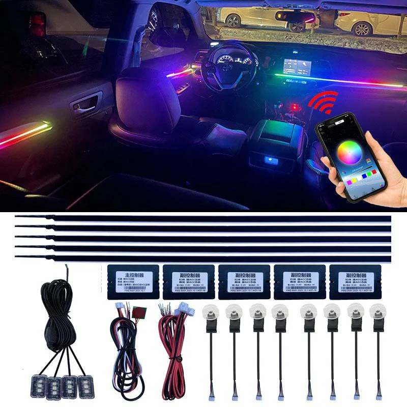A80 12V Symphony Interior Car Ambient Flow Chasing Light APP Control Changing Atmosphere Light