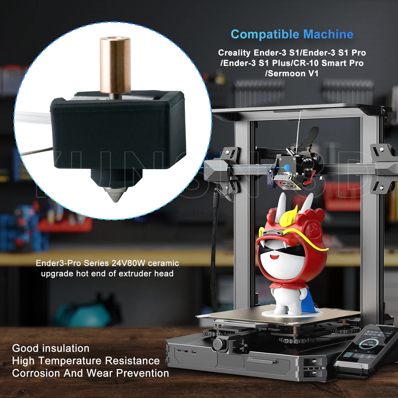 Verbessertes Hotend-Kit für Creality Ender 3 S1/Ender-3 S1 Pro/Ender-3 S1 Plus/CR-10 Smart Pro/Sermoon V1 3D-Drucker Ersatzteile – Detail 2