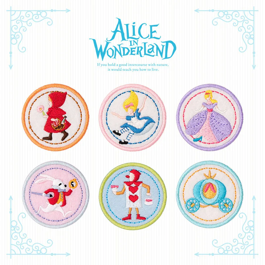 Naklejki na ubrania, ozdobne łaty, modne samoprzylepne łaty, 1 szt. Alice Wonderland