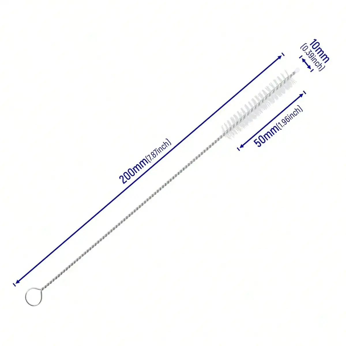 1pc Straw Cleaning Brush Nylon Bristle Stainless Steel Handle Cleaning Brush For Cleaning Straws And Pipes