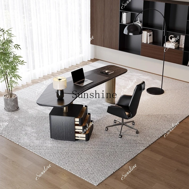 WItalian minimalist design living room large desk reading study home large board corner office