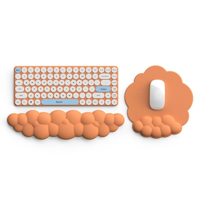 Set Rest Lucu Cloud Keyboard Mouse Dukungan Pergelangan Tangan Mouse Pad Silikon PU Bantalan Pergelangan Tangan Busa