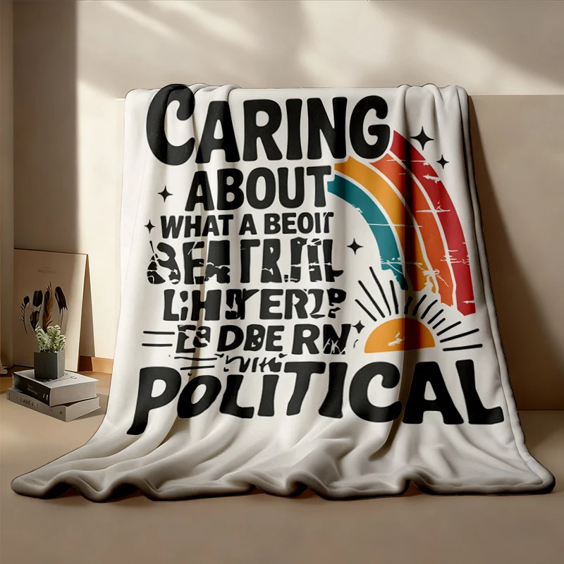 Caring about Other People Is Not Flannel Throw, Retro Human Rights Flannel Blanket, Anti Fascism Gift for Liberal, Activ