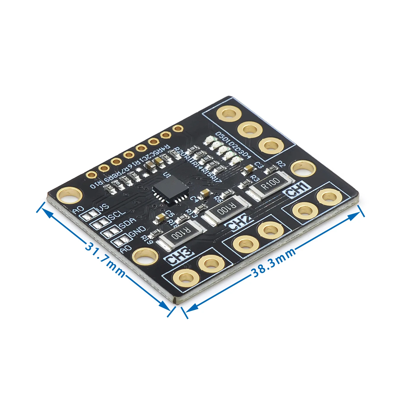 INA3221 Triple-Channel Shunt Current Power Supply Voltage Monitor Sensor Board Module Replace INA219 With Pins I2C SMBUS INA3221