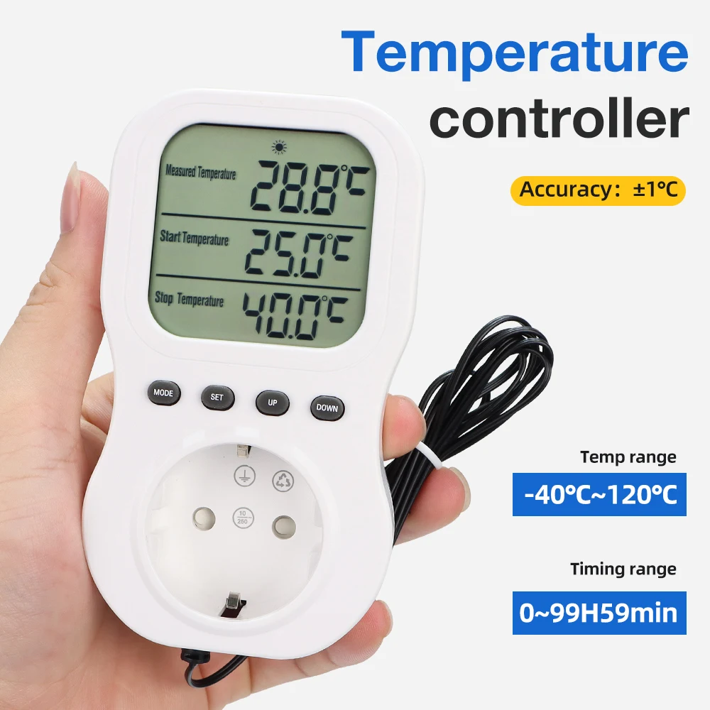 Smart Thermostat LCD Digital Timer Socket Multi-Function Temperature Controller Switch Heating Cooling Outlet with NTC Sensor