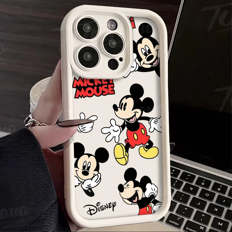 Casing silikon lembut Mickey Minnie Mouse, sarung HP Disney kotak untuk iPhone 14 15 Pro Max 13 12 11 X XS XR 7 8 Plus SE 2020 Matte