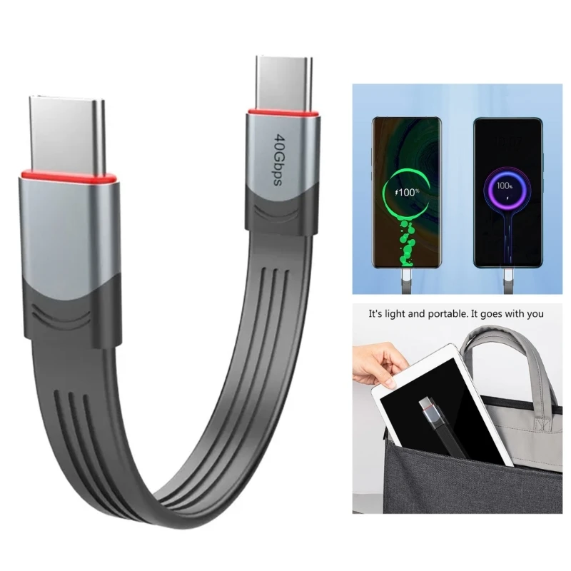 PD 60W for 3 Cable Certified 40Gbps Fast Type C to USB 3.1 for Macbook Charge Data Cable Emark Chip