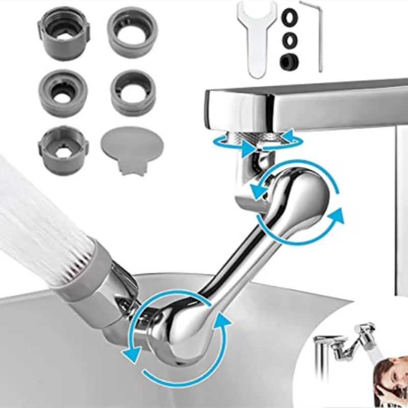 Robotic Arm Kitchen Faucet Aerator 1080° Rotation Extender Adapter Splash-proof Swivel Water Saving Plastic Faucet Spray Head