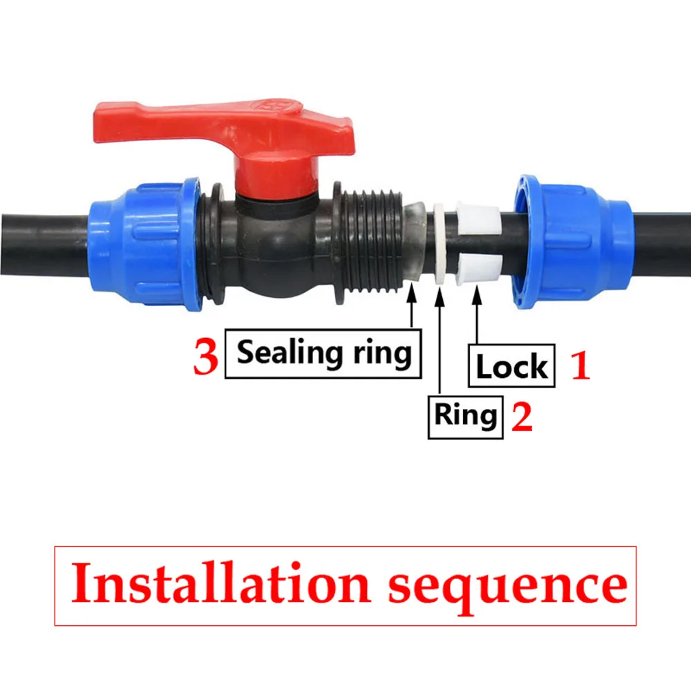 20/25/32/40/50/63mm Plastic PE Tube Tap Water Splitter Quick Valve Connector Garden Farm Irrigation Water Pipe Fittings