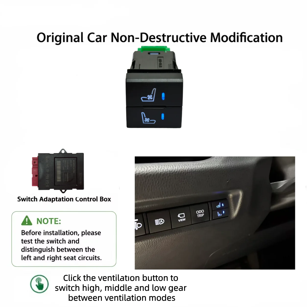 Car Seat Ventilation Retrofit Kit 12V Suction Cooling Built In Upgrade For Toyota Camry Corolla RAV4 For 2 Front Seats