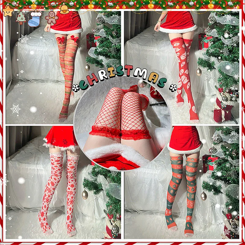 

2024 New Christmas Stockings Sexy Long Stockings Halloween Cosplay Cute High Leg Stockings Thin Women Christmas Party Stockings