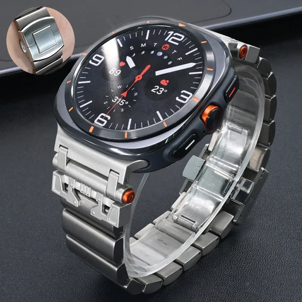 

Mecha Style Titanium Strap for Samsung Galaxy Watch Ultra 47mm 316L Stainless Steel Buckle Band for Galaxy 7 Ultra 47mm Bracelet