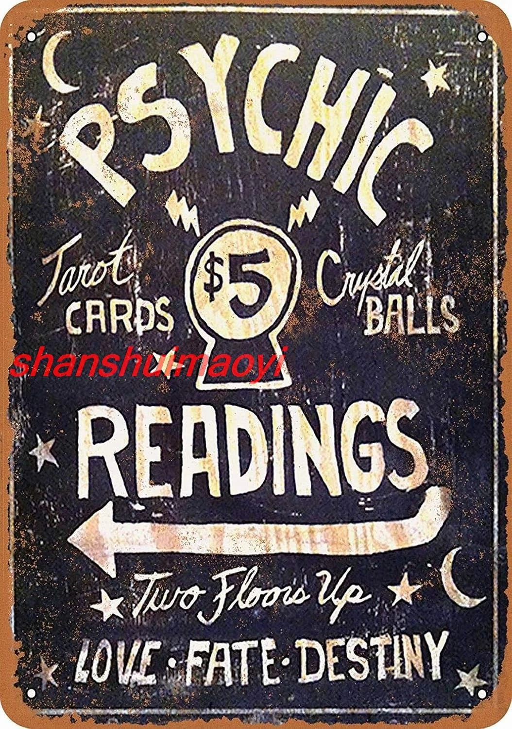 12 x 16 Metal Sign - Psychic Readings $5 Tarot Cards Crystal Balls - Vintage Wall Decor Art SHANSUI SHANSUI