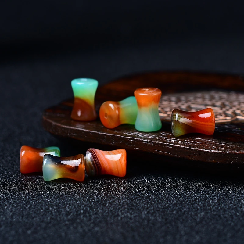 7A natural agate bucket beads DIY jewelry accessories bamboo top beads accessories