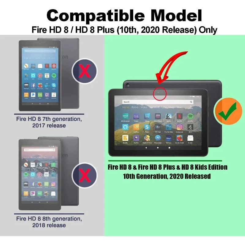 New Tablet Case for All New Fire HD 8, Fire HD 8 Plus (Only Compatible with 8