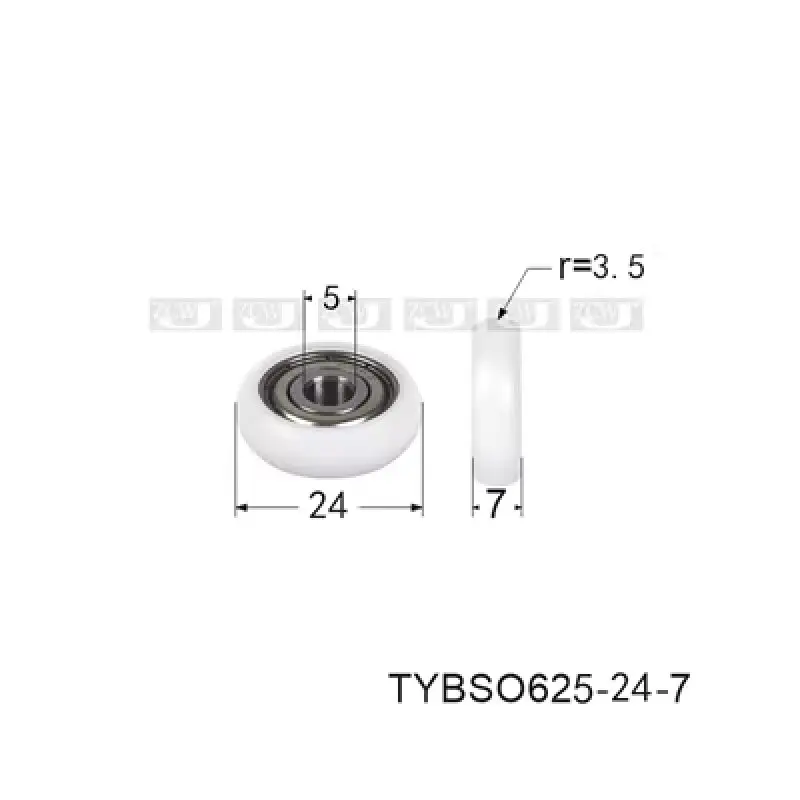 10pcs 5*24*7mm R=3.5  spherical cam, bearing pulley, POM polyformaldehyde roller, showcase / drawer pulley