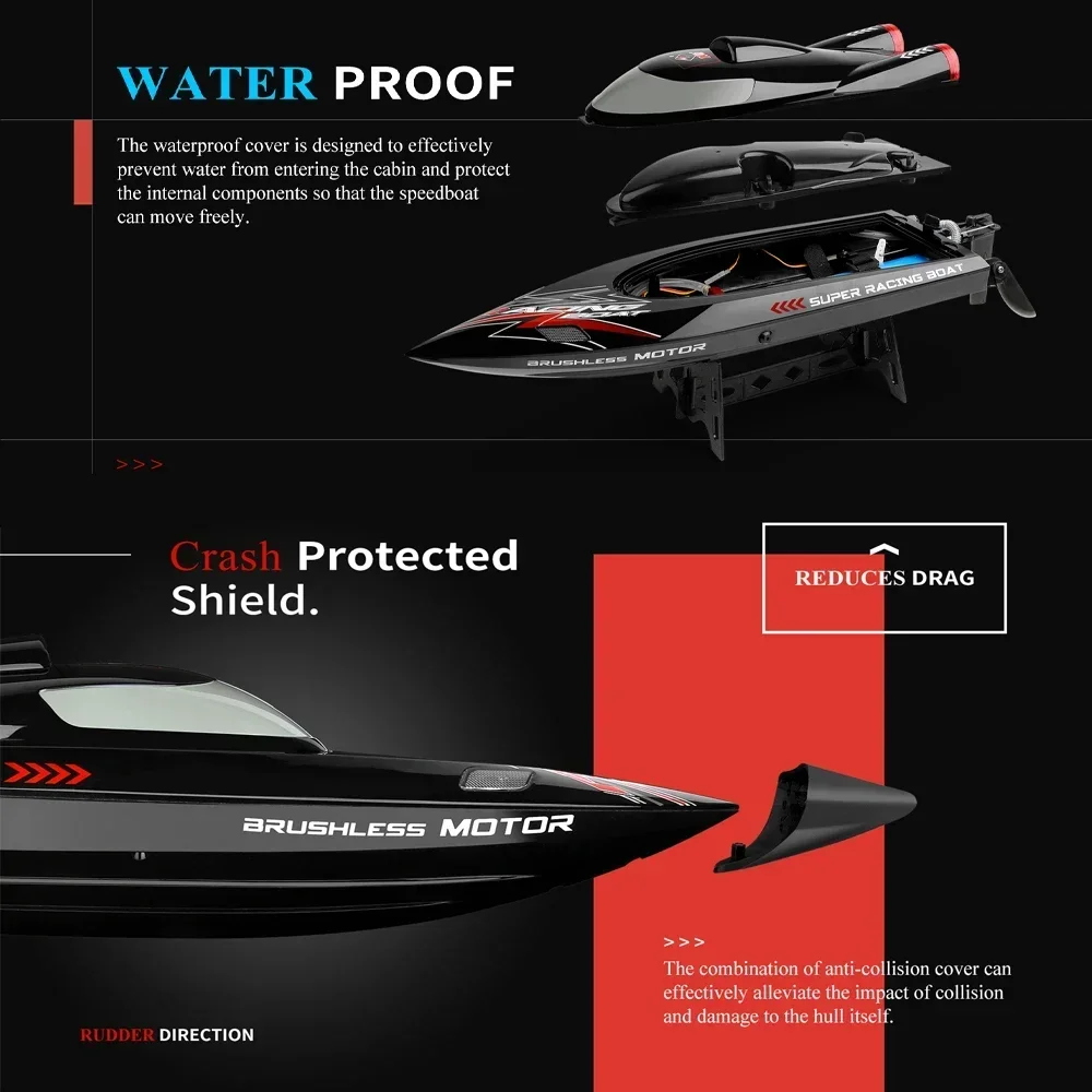 WLtoys WL916 WL915-A RC Boat 2.4Ghz 55KM/H Brushless High Speed Racing Ship 2200mAh Remote Control Speedboat Toys For Adults