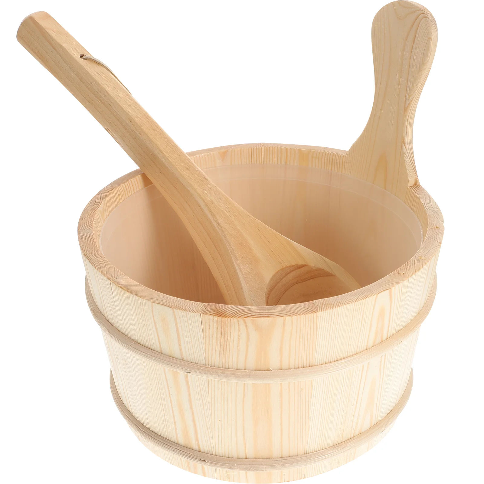 Sauna Bucket Wooden Ladle Andset Spa Pail Accessories Wood Spoon Footwater Bathing Ladel Tub Scoop Kit Bath Bowl Handmadesoaking