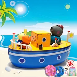 Juguetes De Peppa Pig y George para niños, juego completo de juguetes de barco pirata, familia de cuatro personajes, regalos para niños